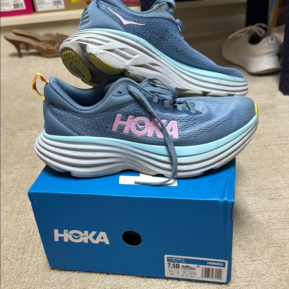Hoka Blue and Pink Athletic Sneakers